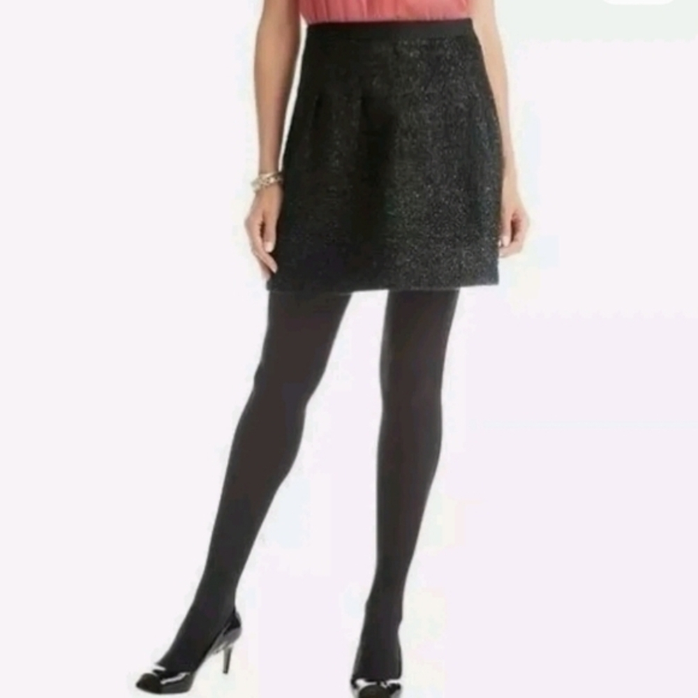 ANN TAYLOR METALLIC BLACK TINSEL PARTY SKIRT SZ L 14